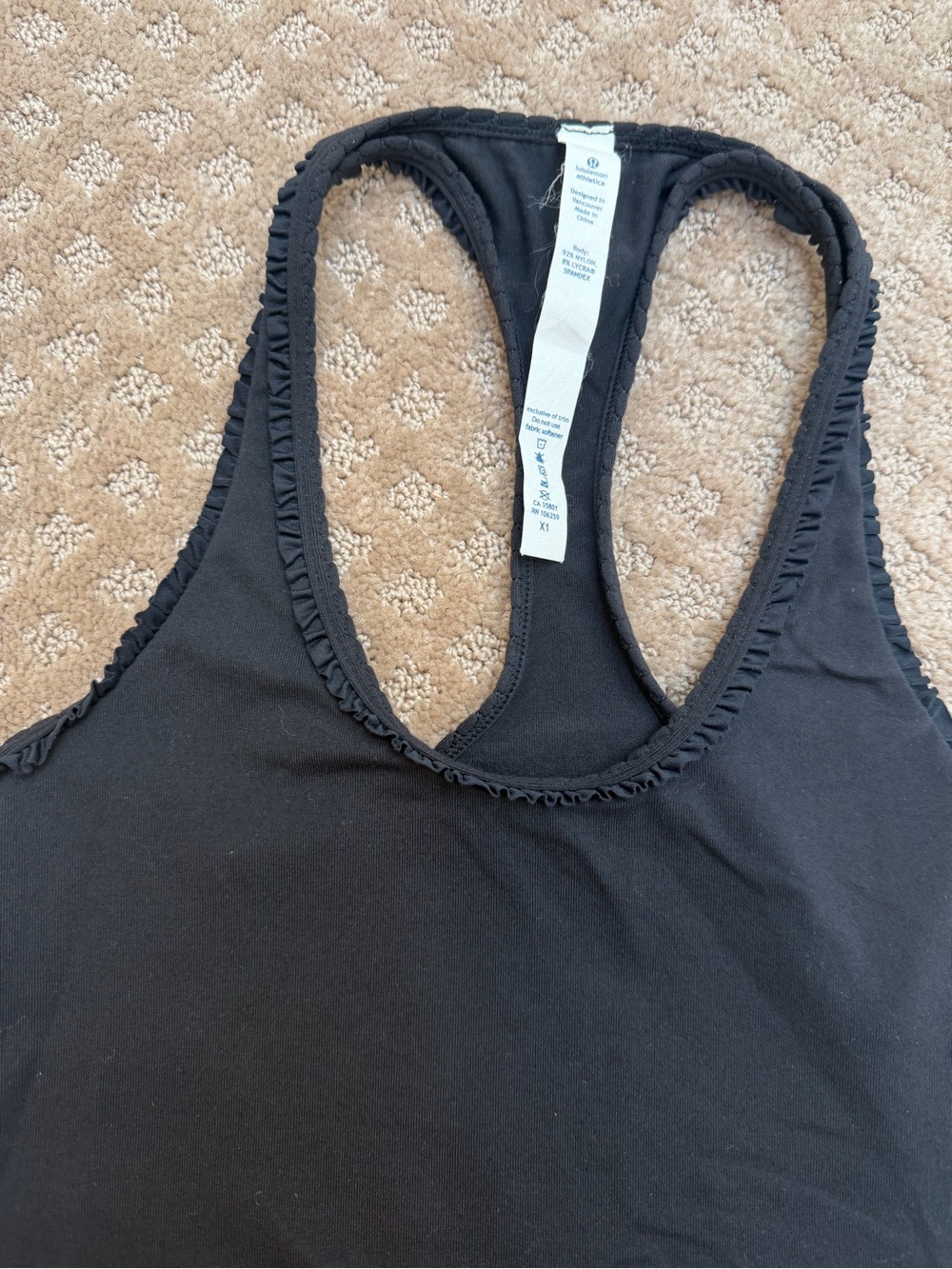 Lululemon Black Ruffle Racerback Tank Top - Picture 3 of 6